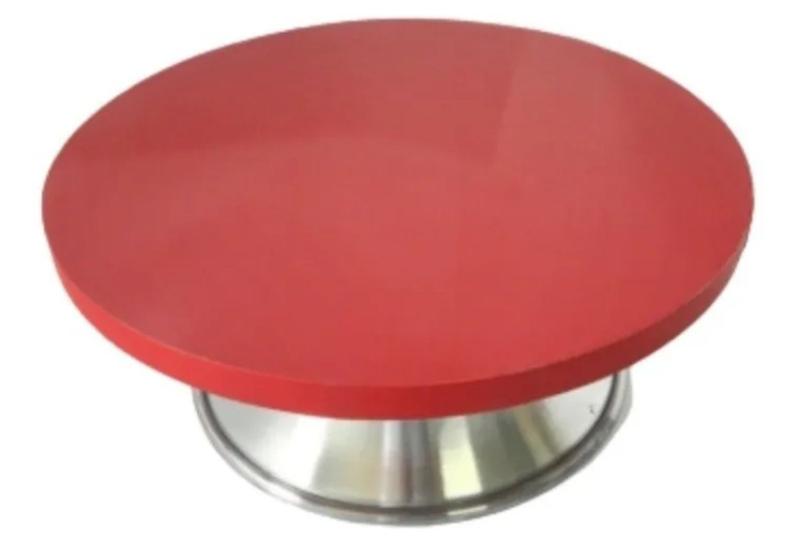 Imagem de Bailarina Giratória P/ Bolos Vermelho Com Rolamento Mdf 30cm