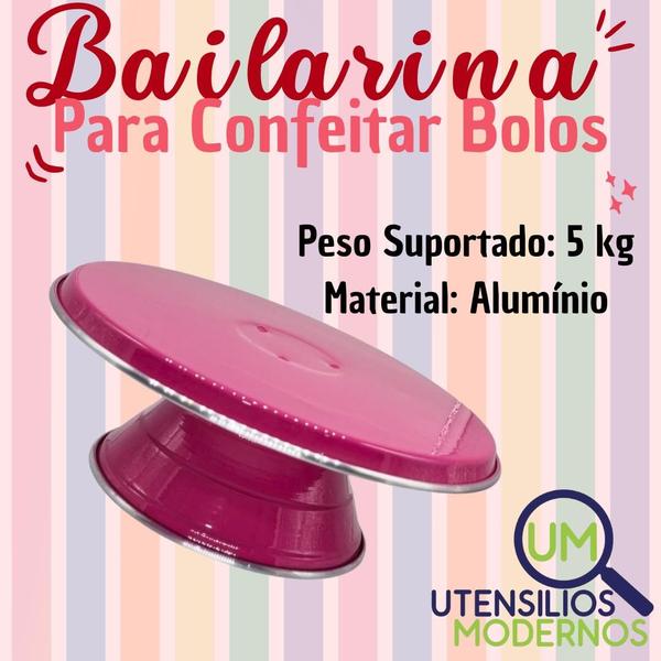 Imagem de Bailarina Giratória para Confeitar Bolo N30 Rosa Pink   Assadeiras Formas 3 Peças 10,15 e 20 cm 10 cm de Altura Alumínio