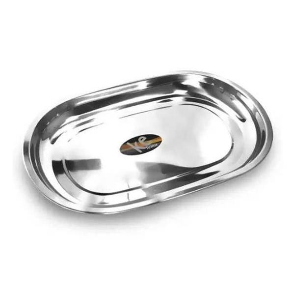 Imagem de Baixela Oval Em Aço Inox Bandeja Para Servir 30 Cms Kehome