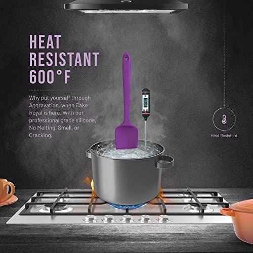 Imagem de BakeRoyal Silicone Spatula Set - 4-Piece Rubber Spatulas Silicone Heat Resistant 600F for Everyday Task - Seamless Design Kitchen Espástulas para Panelas Antiaderente - Conjuntos de utensílios de cozinha de silicone