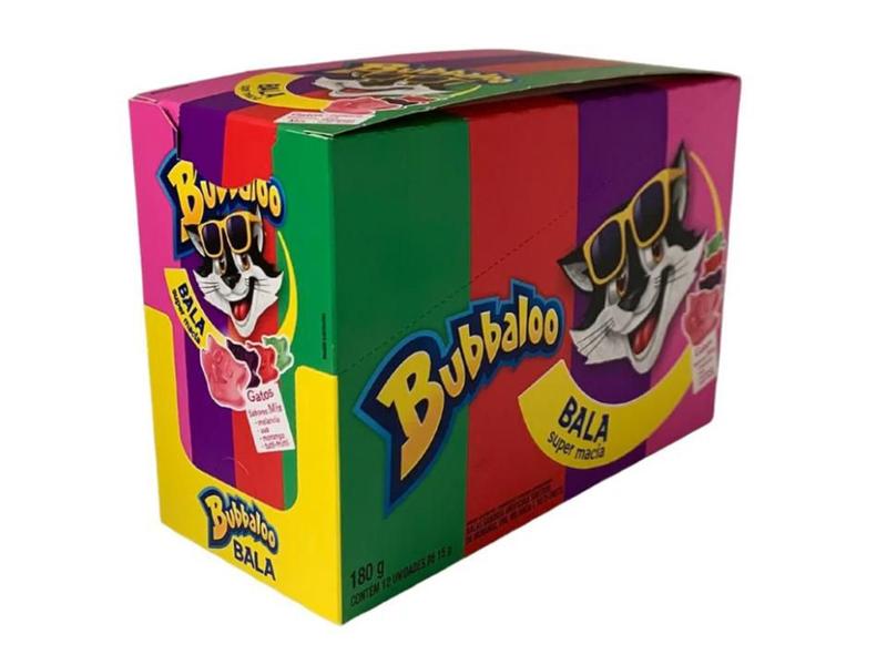 Bala Bubbaloo Gatos Mix Frutas C/ 12un 180g - Mondelez Imagem de Bala Bubbaloo Gatos Mix Frutas C/ 12un 180g