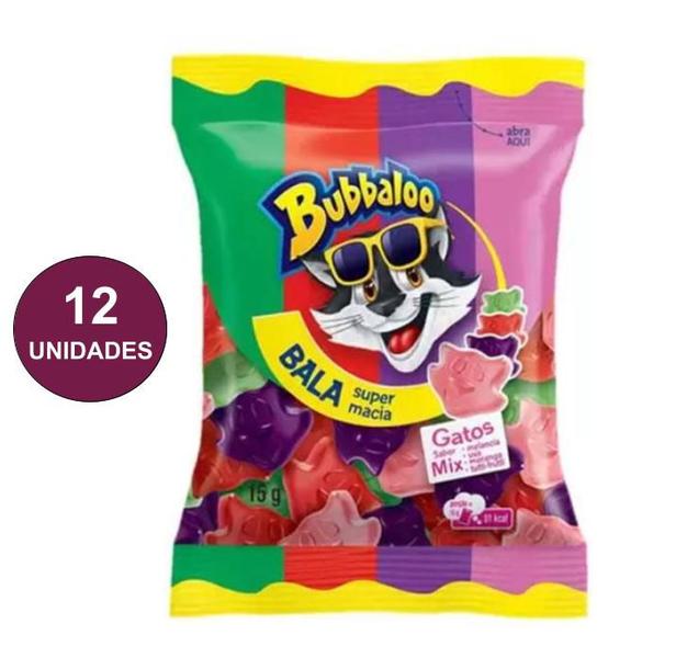 Bala Bubbaloo Gatos Mix Frutas C/ 12un 180g - Mondelez Imagem de Bala Bubbaloo Gatos Mix Frutas C/ 12un 180g