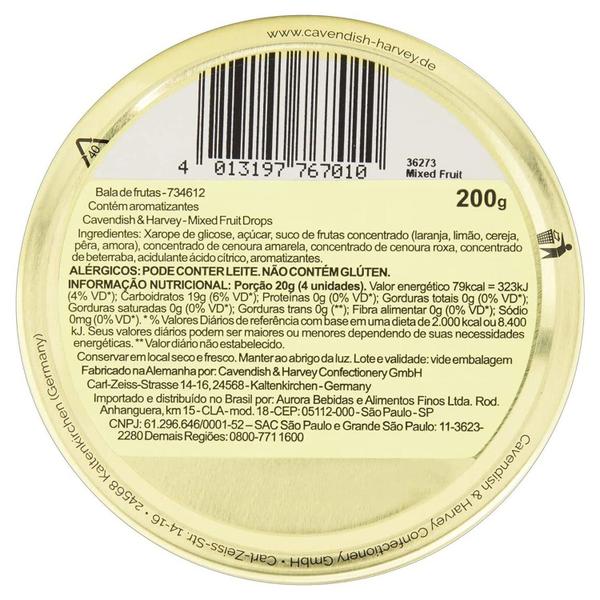 Bala CAVENDISH & HARVEY Mixed Fruits Drops 200g (4x) - Cavendish Harvey Imagem de Bala CAVENDISH & HARVEY Mixed Fruits Drops 200g (4x)