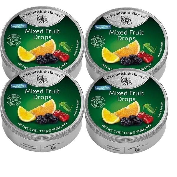 Bala CAVENDISH Sugar Free Mixed Fruit 175g (4 Latas) - Cavendish & Harvey Imagem de Bala CAVENDISH Sugar Free Mixed Fruit 175g (4 Latas)
