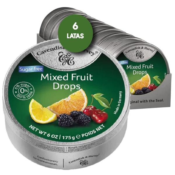 Bala Cavendish Sugar Free Mixed Fruit 175G (6 Latas) - Cavendish & Harvey Imagem de Bala Cavendish Sugar Free Mixed Fruit 175G (6 Latas)