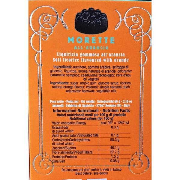 Bala De Alcaçuz Morette Arancia De Liquirizia Amarelli 60G Imagem de Bala De Alcaçuz Morette Arancia De Liquirizia Amarelli 60G