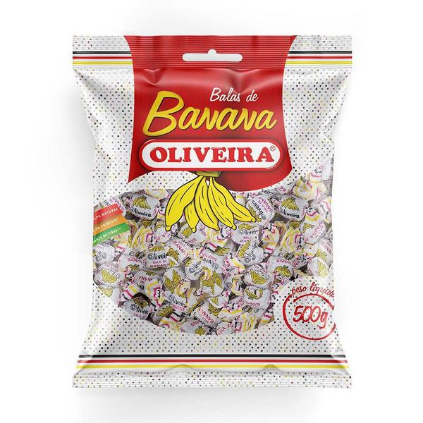 BALA DE BANANA MASTIGAVEL PACOTE 500g OLIVEIRA Imagem de BALA DE BANANA MASTIGAVEL PACOTE 500g OLIVEIRA