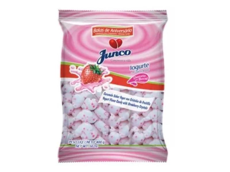 Imagem de Bala de Coco Junco Iogurte Morango 400g - 2 Pacotes