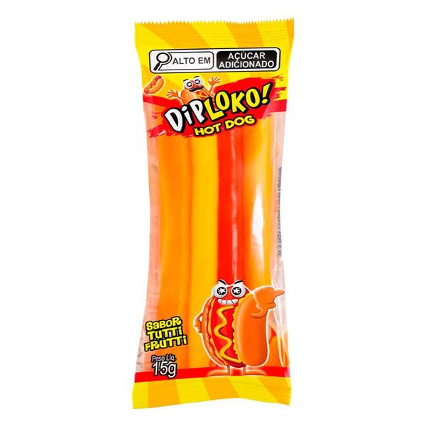 Imagem de Bala de Gelatina DipLoko Hot Dog Sabor Tutti Frutti 15g