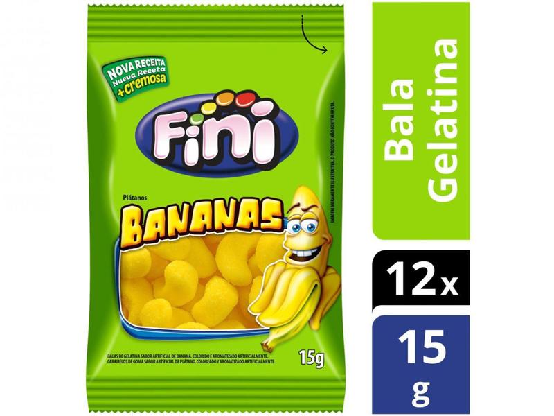 Bala de Gelatina Fini Bananas 15g Pacote - 12 Unidades Imagem de Bala de Gelatina Fini Bananas 15g Pacote - 12 Unidades