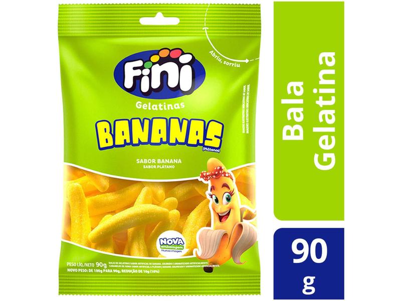 Bala de Gelatina Fini Bananas 90g Pacote Imagem de Bala de Gelatina Fini Bananas 90g Pacote