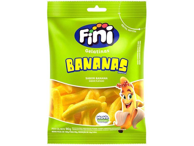 Bala de Gelatina Fini Bananas 90g Pacote Imagem de Bala de Gelatina Fini Bananas 90g Pacote