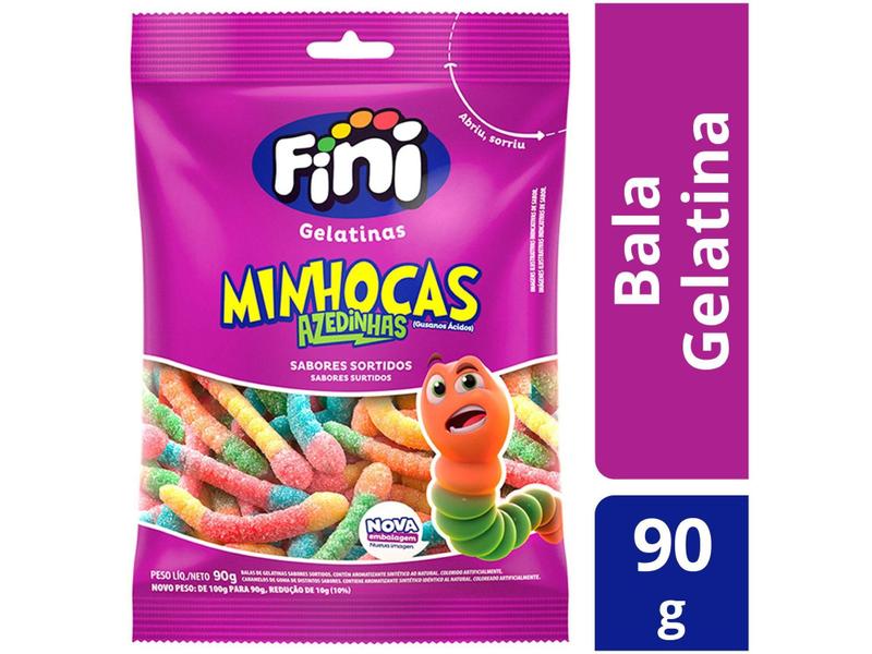 Imagem de Bala de Gelatina Fini Minhocas Azedinhas - 90g Pacote