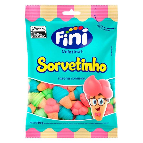Bala de Gelatina Fini Sorvetinho Sabores Sortidos 90g Imagem de Bala de Gelatina Fini Sorvetinho Sabores Sortidos 90g
