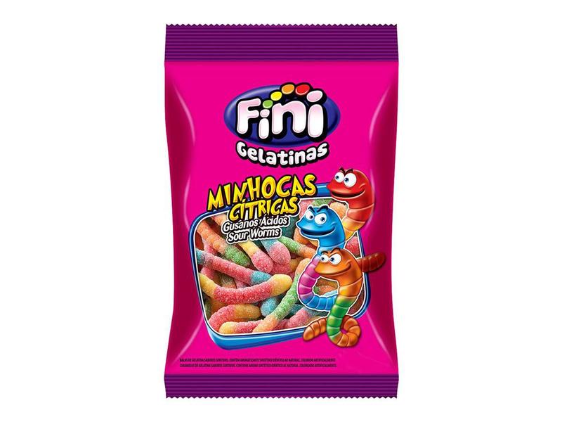 Bala De Gelatina Minhocas Cítricas 90g - Fini Imagem de Bala De Gelatina Minhocas Cítricas 90g - Fini