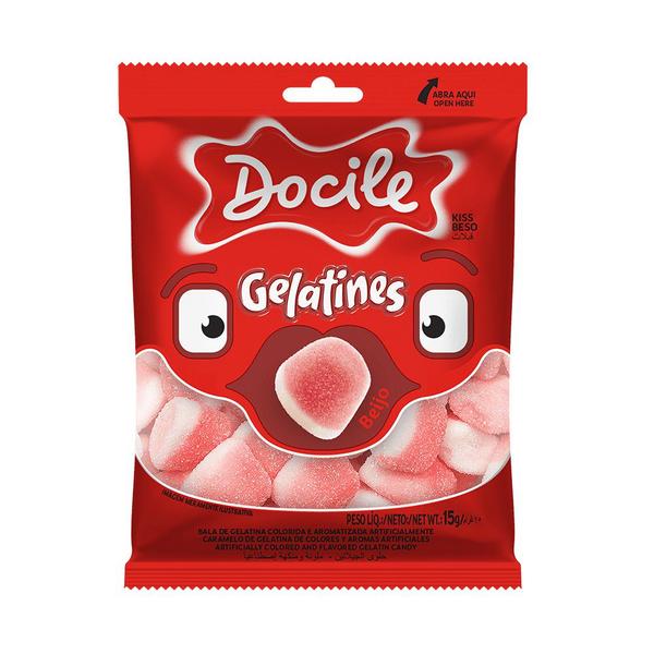Bala de Gelatina Mini Beijo 12unX15g - Docile Imagem de Bala de Gelatina Mini Beijo 12unX15g