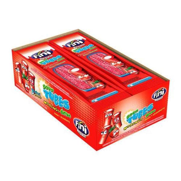 Bala De Gelatina Tubes Morango Citrico 20G Com 12 - Fini Imagem de Bala De Gelatina Tubes Morango Citrico 20G Com 12 - Fini