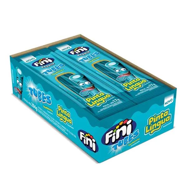 Bala de Gelatina Tubes Pinta Língua Framboesa - 180g - Fini Imagem de Bala de Gelatina Tubes Pinta Língua Framboesa - 180g