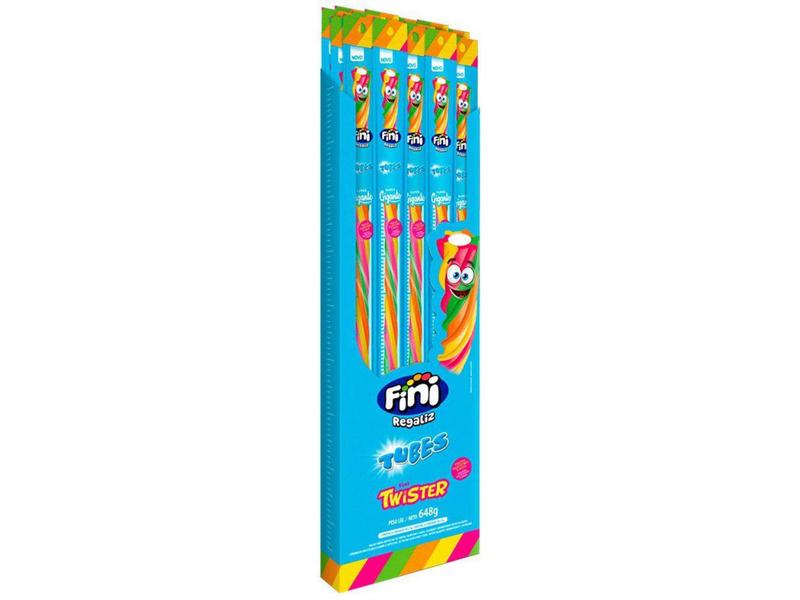 Bala de Gelatina Tubes Twister - Frutas Silvestres e Nata 27g Pack 24 Unidades - Fini Imagem de Bala de Gelatina Tubes Twister - Frutas Silvestres e Nata 27g Pack 24 Unidades