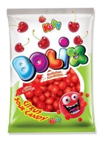 Bala De Goma Ácida Bolix Kuky Cereja 500g Citrus Sour Candy Imagem de Bala De Goma Ácida Bolix Kuky Cereja 500g Citrus Sour Candy