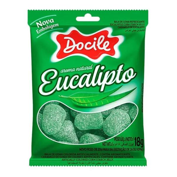 Bala de Goma Eucalipto 18g C/24 unidades - Docile Imagem de Bala de Goma Eucalipto 18g C/24 unidades - Docile