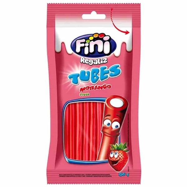 Bala de Goma Tubes Morango 80g Fini Imagem de Bala de Goma Tubes Morango 80g Fini