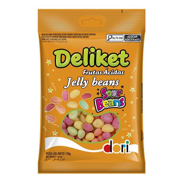 Bala Deliket Jelly Beans Frutas Ácidas Dori 150g Imagem de Bala Deliket Jelly Beans Frutas Ácidas Dori 150g