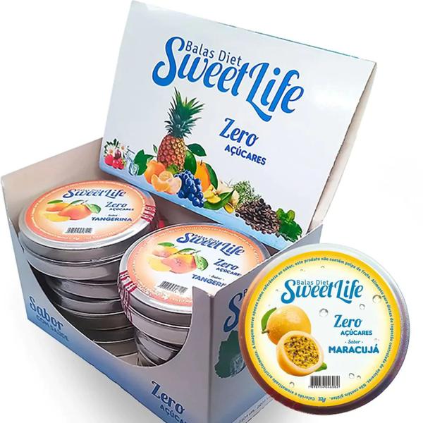 Imagem de Bala Diet Maracujá Sweet Life 32g (Display com 6 Latas)