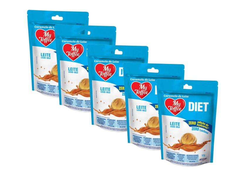 Imagem de Bala Diet Zero Lactose Leite My Toffee 52g - 5 Pacotes