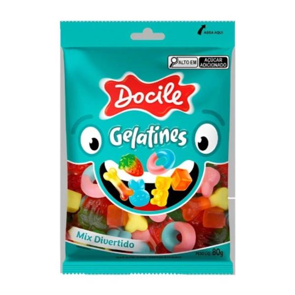 Imagem de Bala Docile Gelatina Mix 80g - Embalagem com 12 Unidades