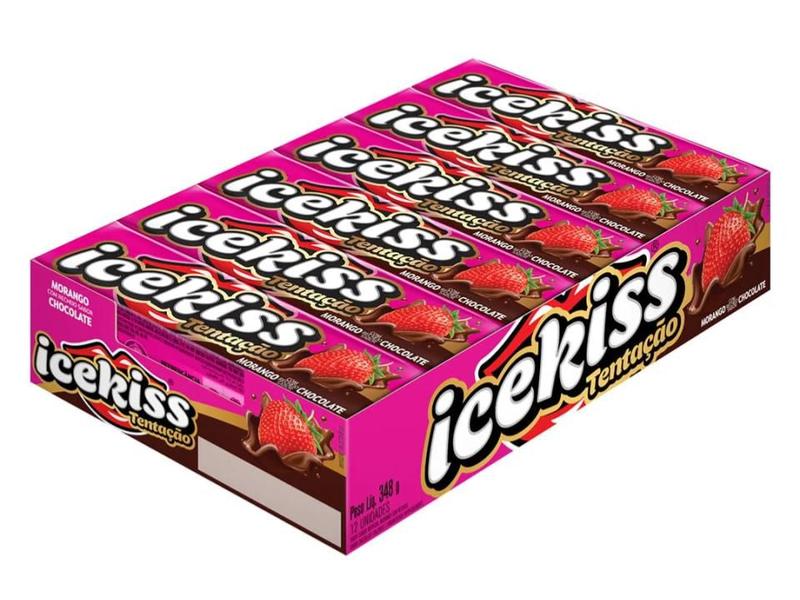Bala Drops Icekiss Tentação Morango Chocolate C/ 12un 348g Imagem de Bala Drops Icekiss Tentação Morango Chocolate C/ 12un 348g