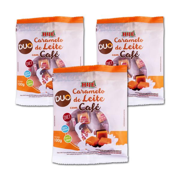 Imagem de Bala duo caramelo de leite diet com cafe 100g hué kit 3 und