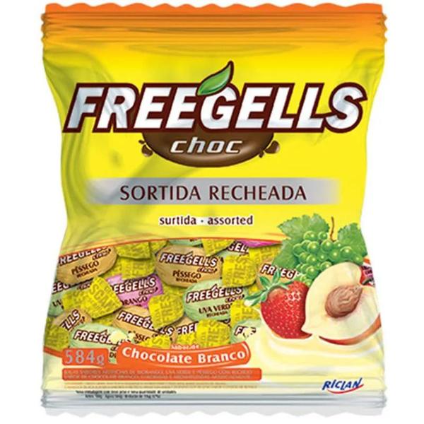 Imagem de Bala Dura Freegels Recheado Chocolate Branco Sabor Sortido 475gr.