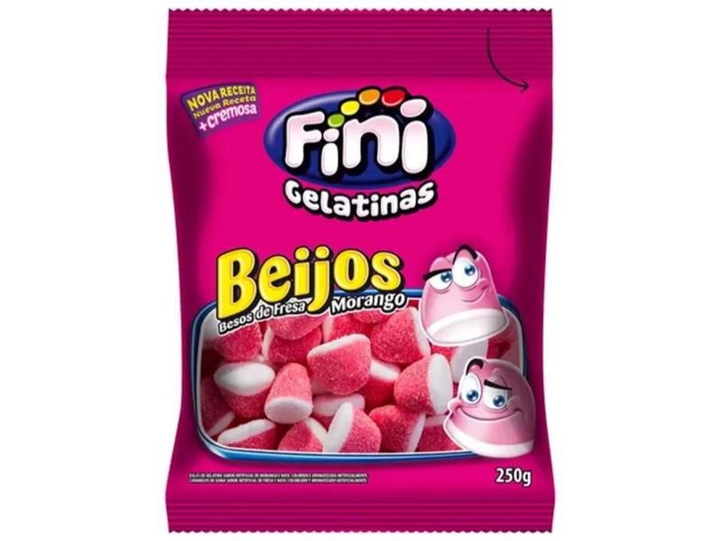 Bala Fini Beijos Morango e Nata Pacote 250g Imagem de Bala Fini Beijos Morango e Nata Pacote 250g