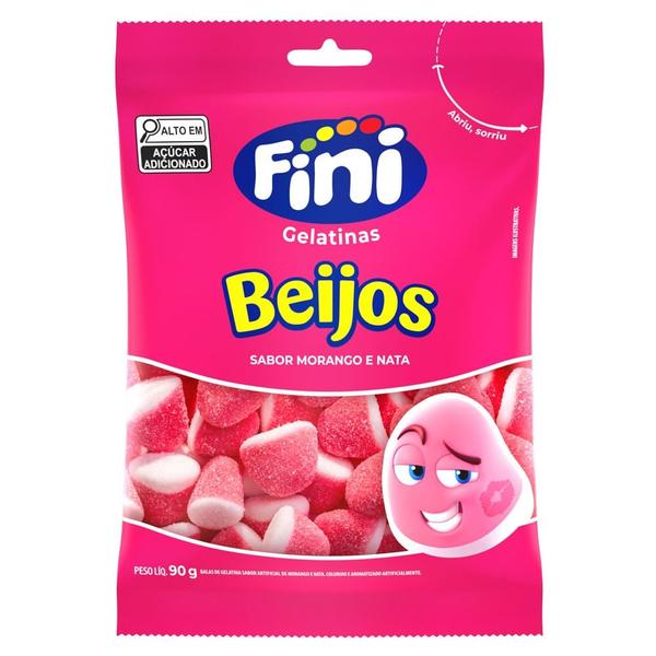 Bala Fini Morango Beijos 90g Imagem de Bala Fini Morango Beijos 90g