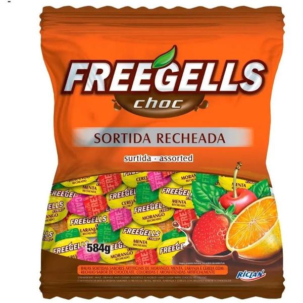 Bala freegells chocolate sortido 584g riclan Imagem de Bala freegells chocolate sortido 584g riclan