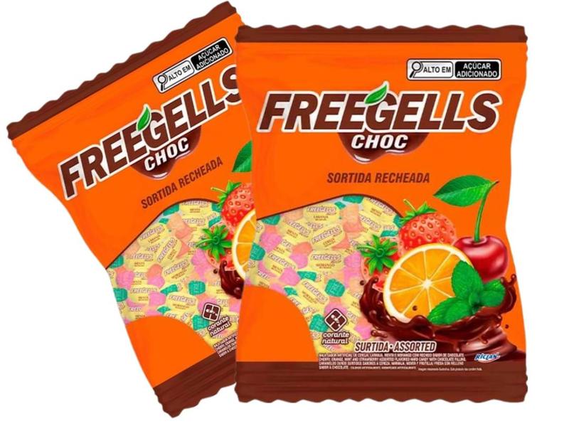 Imagem de Bala Freegells Sortida Recheada Chocolate Riclan 475g - 2 Pacotes