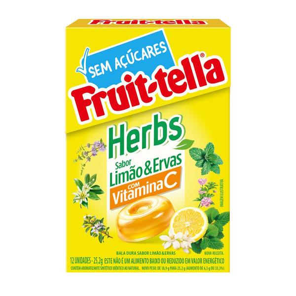 Imagem de Bala Fruit-Tella Herbs com Vitamina C Sabor Limão e Ervas Sem Açúcar 25,2g