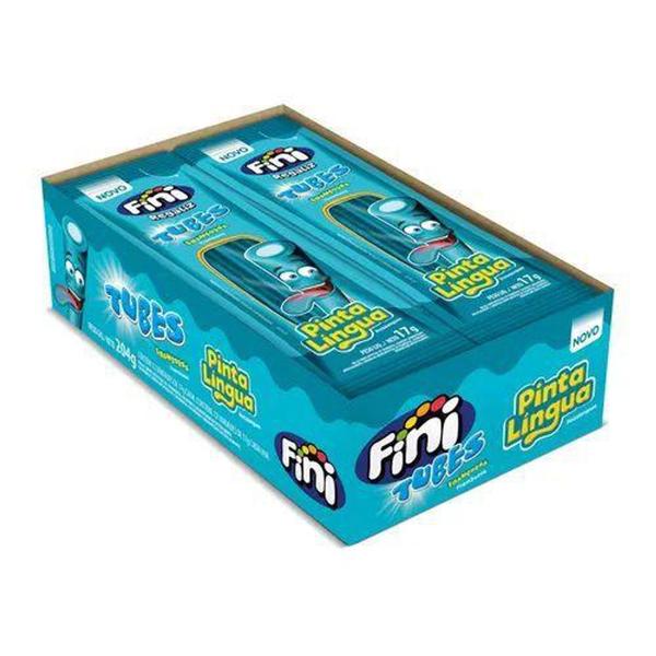 Bala Gelatina Tubes Framboesa Pinta Língua 17gr C/12un - Fini Imagem de Bala Gelatina Tubes Framboesa Pinta Língua 17gr C/12un - Fini