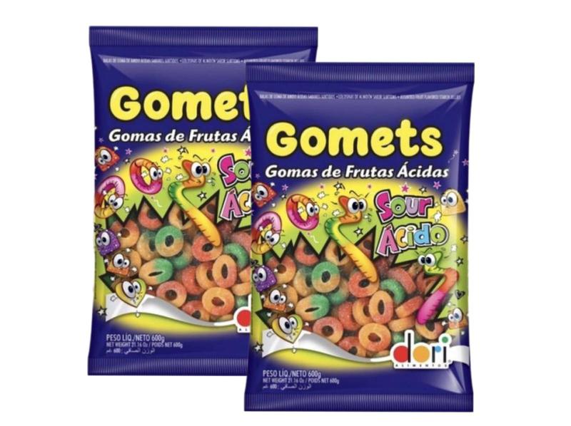 Bala Goma Gomets Minhocas Ácida 600g - 2 Pacotes Imagem de Bala Goma Gomets Minhocas Ácida 600g - 2 Pacotes