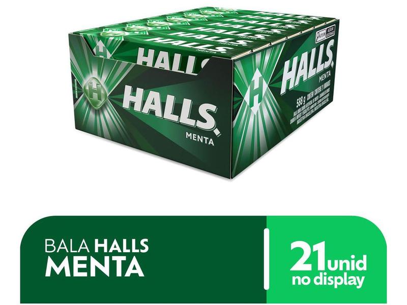 Bala Halls Menta 28g Display 21 Unidades Imagem de Bala Halls Menta 28g Display 21 Unidades