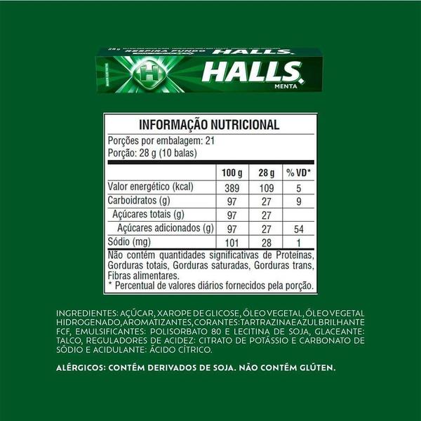 Imagem de Bala Halls Menta 28g - Embalagem com 21 unidades