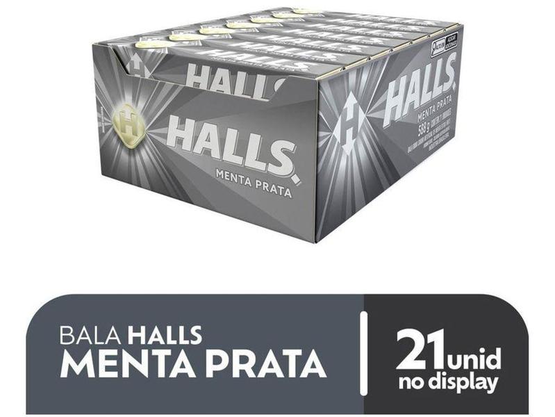 Imagem de Bala Halls Menta Prata 28g Display 21 Unidades