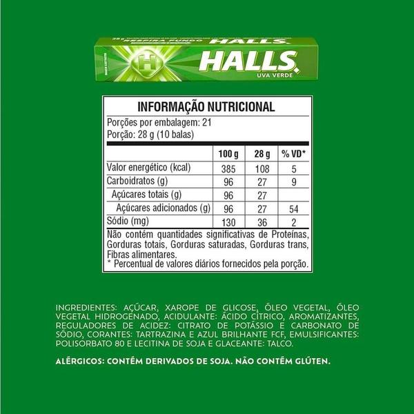 Bala Halls Uva Verde 28g - Display com 21 unidades Imagem de Bala Halls Uva Verde 28g - Display com 21 unidades