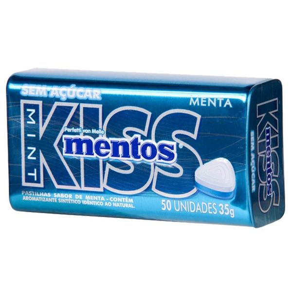 Imagem de Bala Kiss Mentos Sabor Menta Sem Açúcar 50 unidades 35g