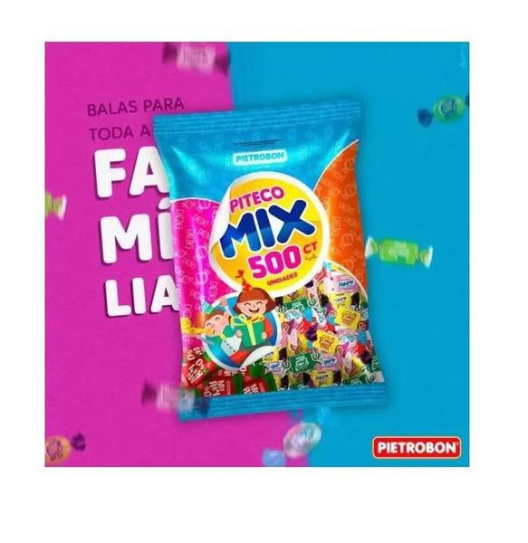 Imagem de Bala Mastigável Sortida Piteco Mix 500 Unidades Pietrobon