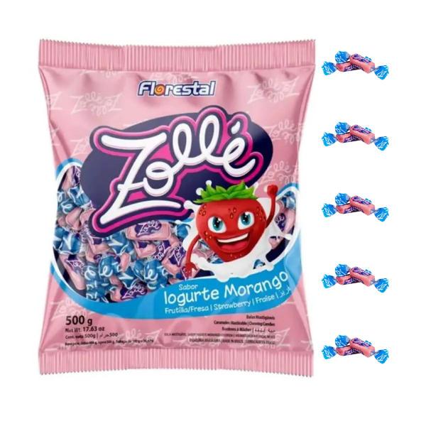 Bala Mastigável Zollé Iogurte Morango - 500g - Florestal Imagem de Bala Mastigável Zollé Iogurte Morango - 500g