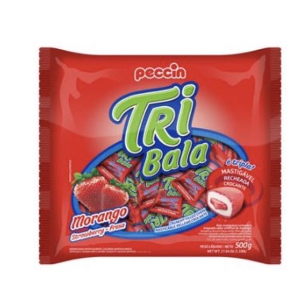 Imagem de Bala Recheada Tribala Morango 500g - 2 Pacotes