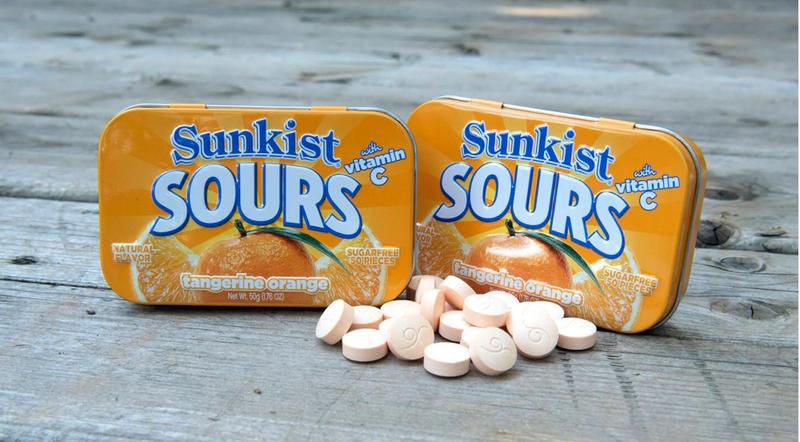 Imagem de Bala Sunkist Sours Tangerine Orange Big Sky Lata 50g