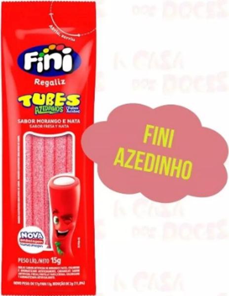 Imagem de Bala Tubes Azedinho Morango Com 12 Unidades 15 G - Caixa Fini Vermelho